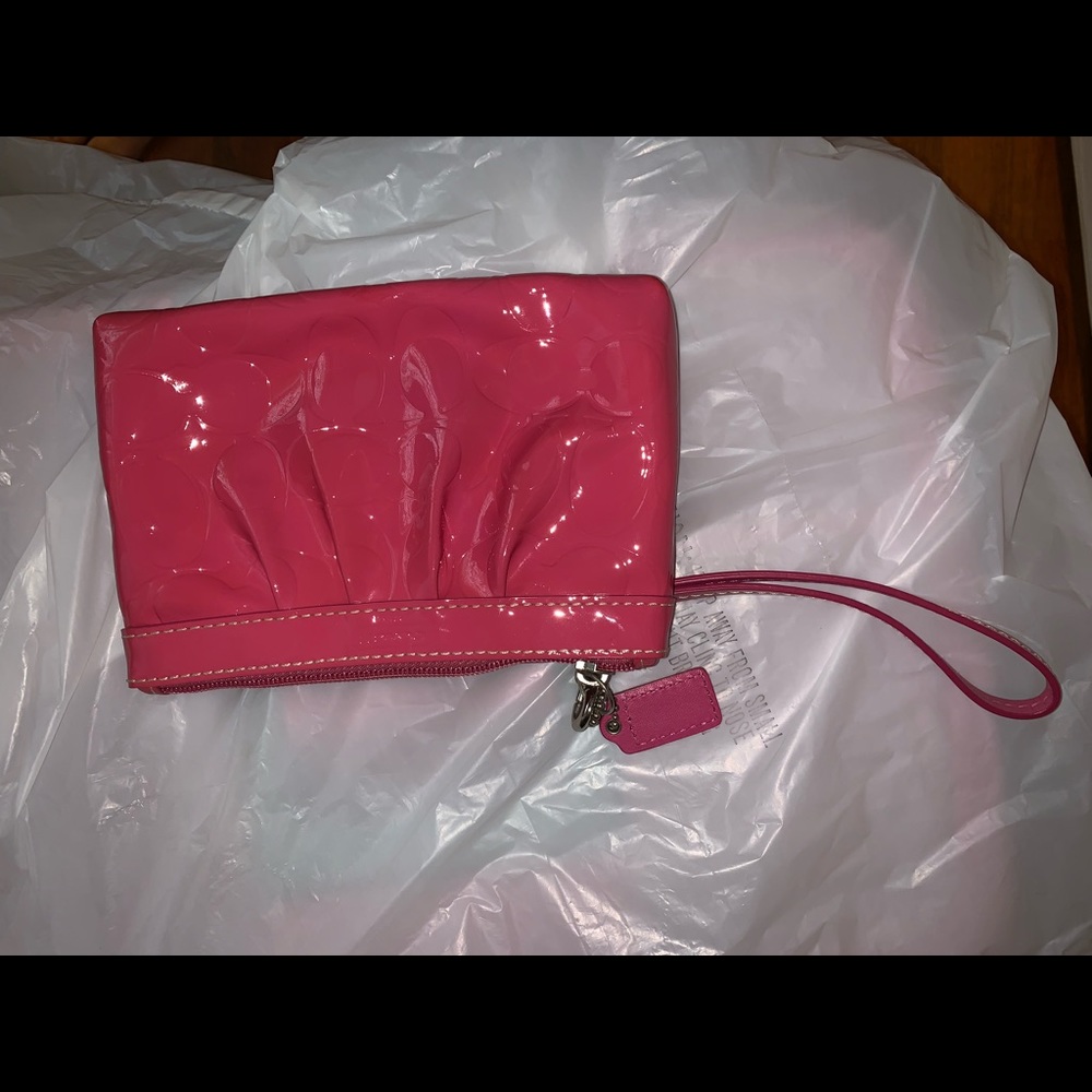 Coach Pink Patent Leather Wristlet